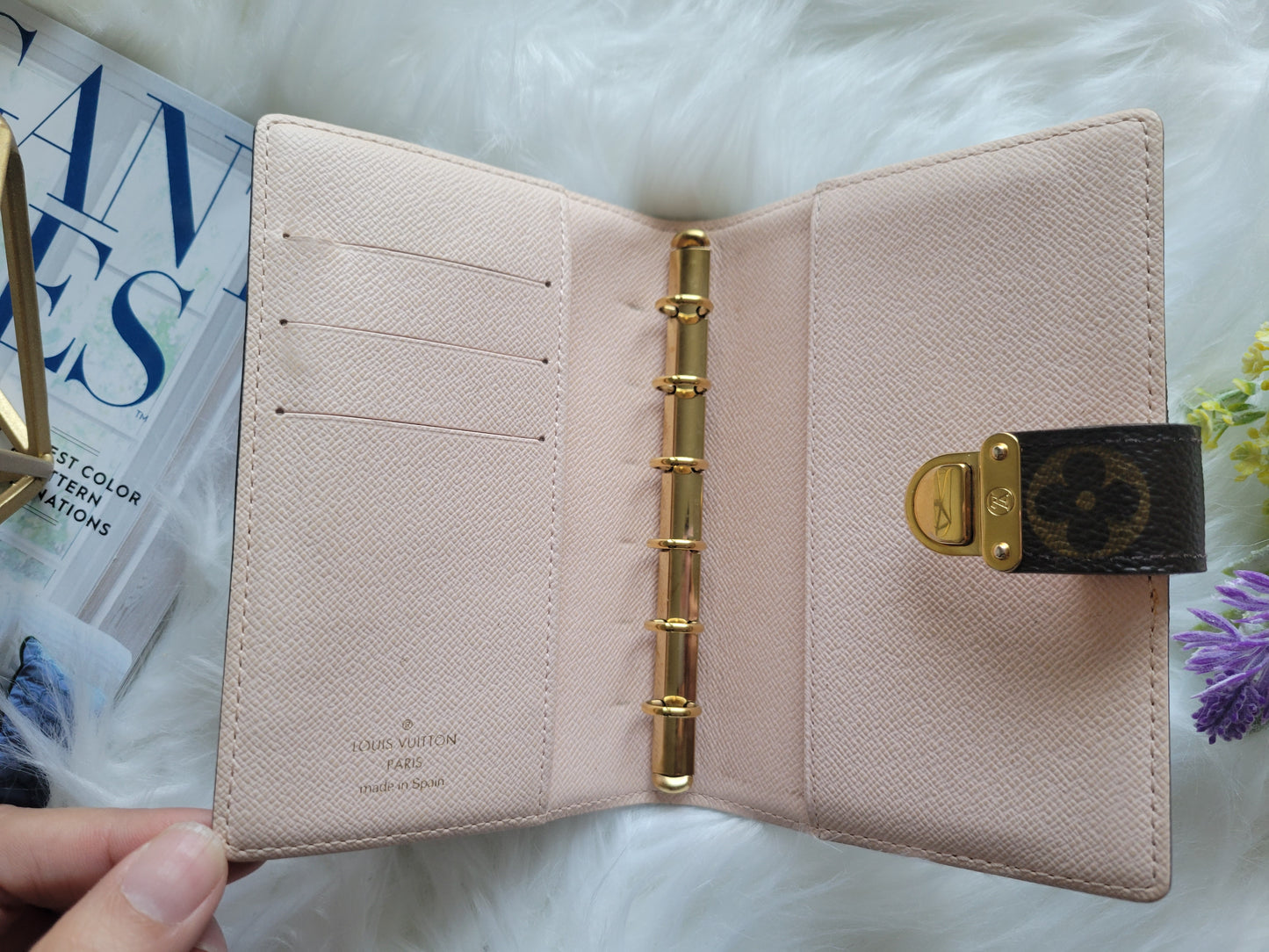 RARE Louis Vuitton Koala Pink Monogram Small Ring Agenda PM Passport Wallet