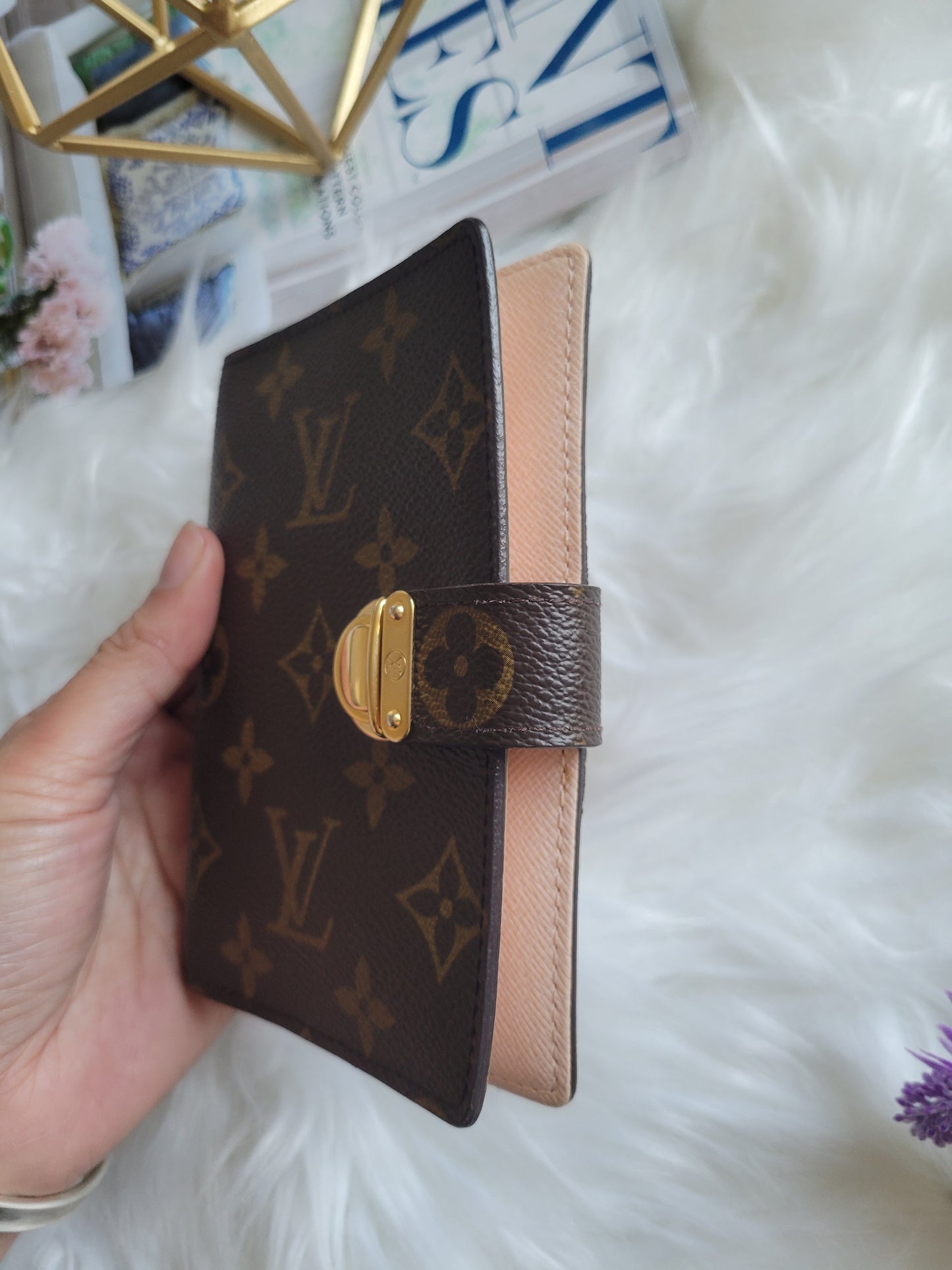 RARE Louis Vuitton Koala Pink Monogram Small Ring Agenda PM Passport Wallet