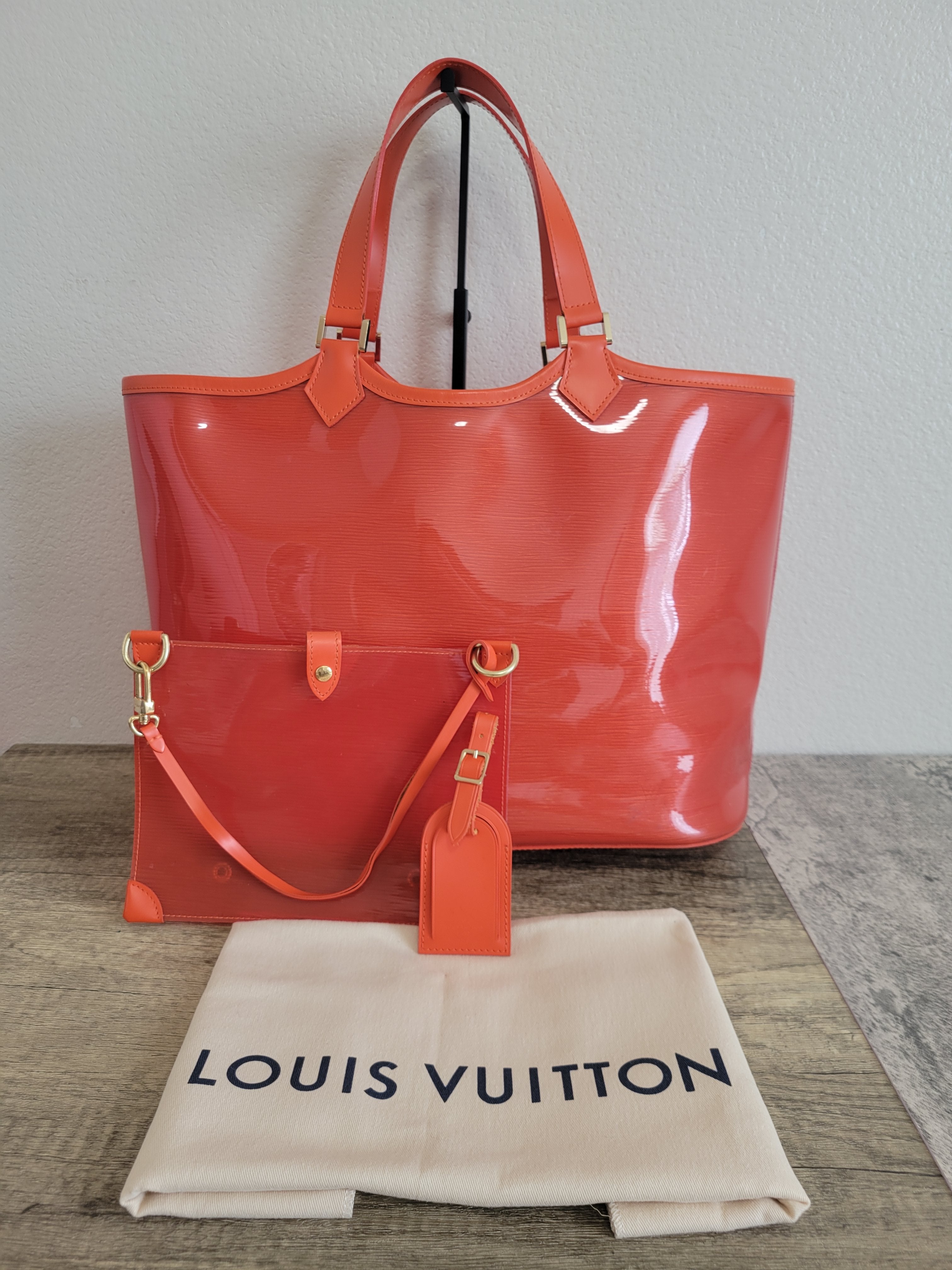 Louis Vuitton Translucent Red EPI Plage Lagoon Bay MM Clear Tote Bag