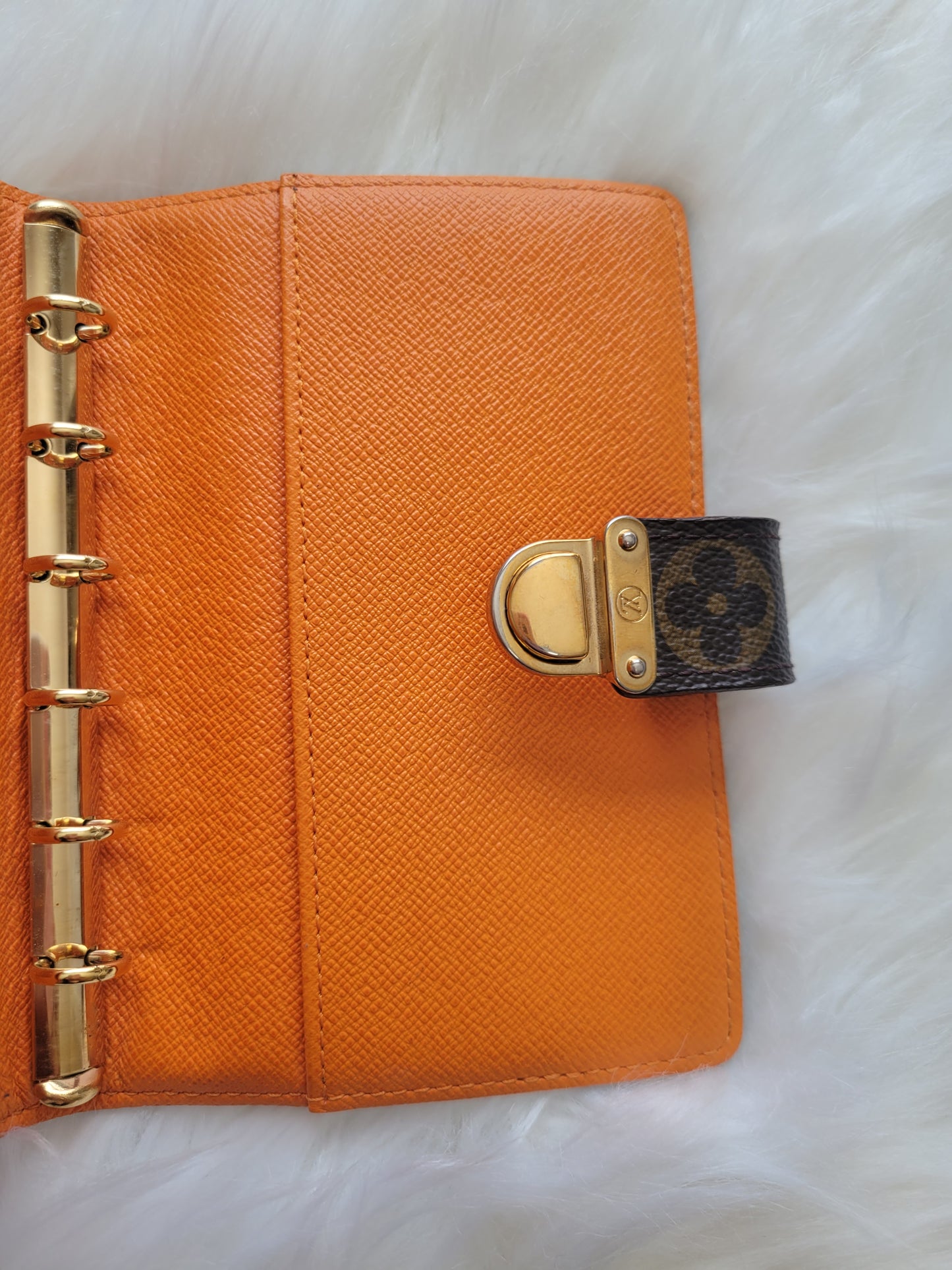 RARE Louis Vuitton Koala Orange Monogram Small Ring Agenda PM Passport Wallet