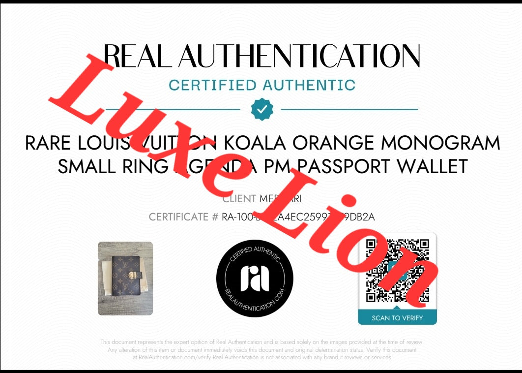 RARE Louis Vuitton Koala Orange Monogram Small Ring Agenda PM Passport Wallet