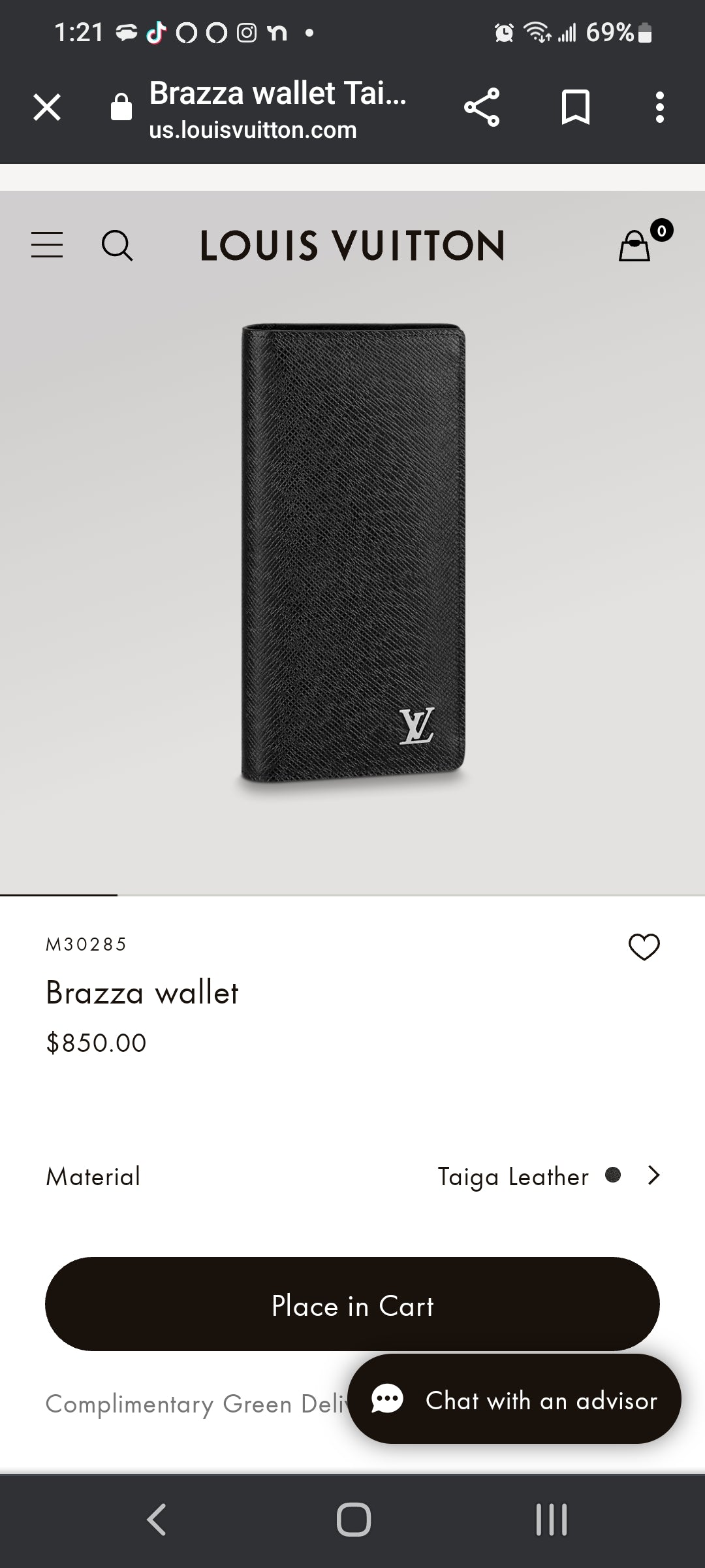 Louis Vuitton Taiga Leather Brazza Long Wallet