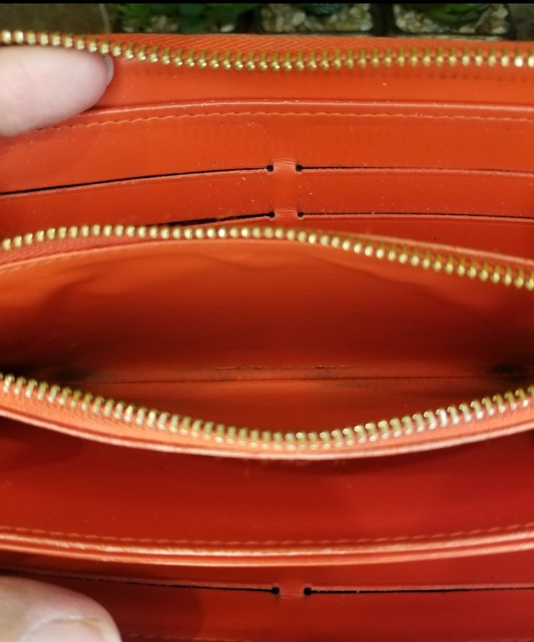 Louis Vuitton Vernis Orange Sunset Zippy Long Wallet