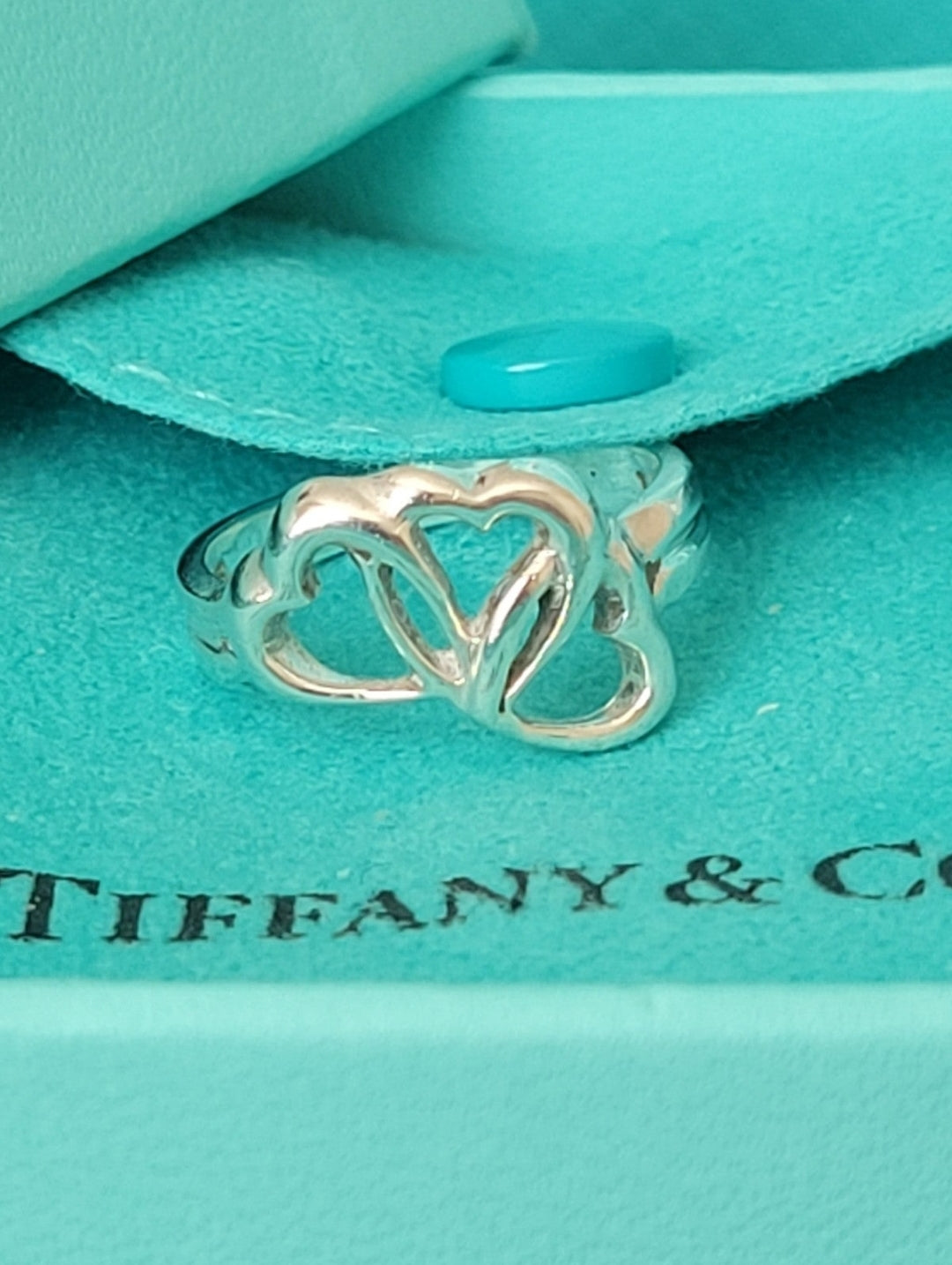 Tiffany & Co. Vintage Sterling Silver Triple Heart Ring