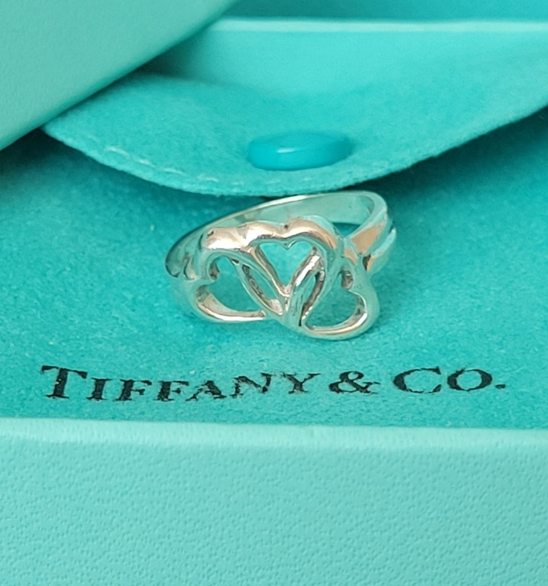 Tiffany & Co. Vintage Sterling Silver Triple Heart Ring