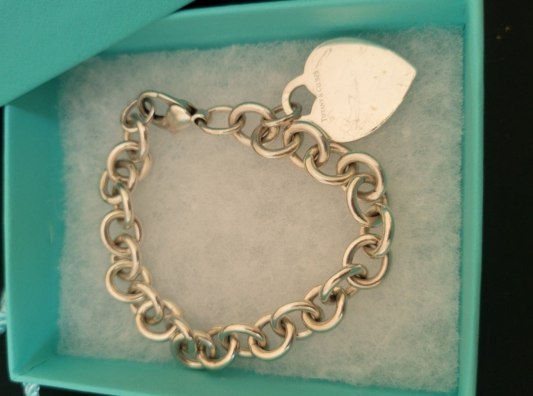 Tiffany & Co Vintage Heart Tag Charm Bracelet