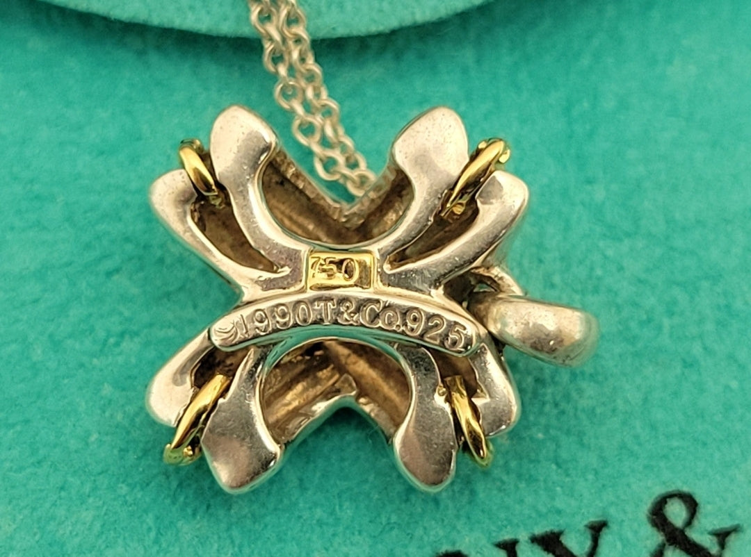 Vintage Tiffany & Co. Signature X 18k & 925 Pendant Necklace