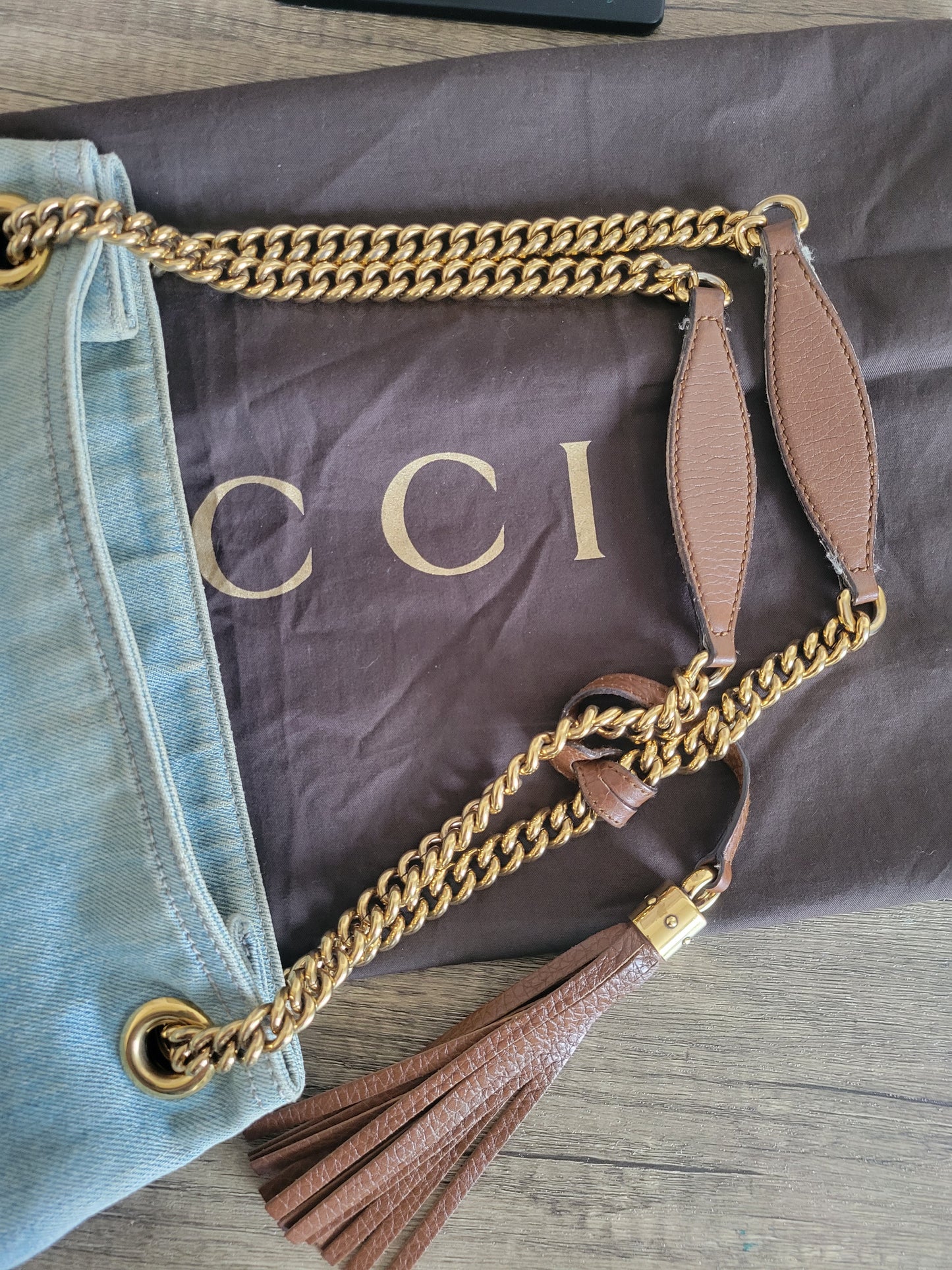 Gucci Denim Soho Chain Shoulder Bag