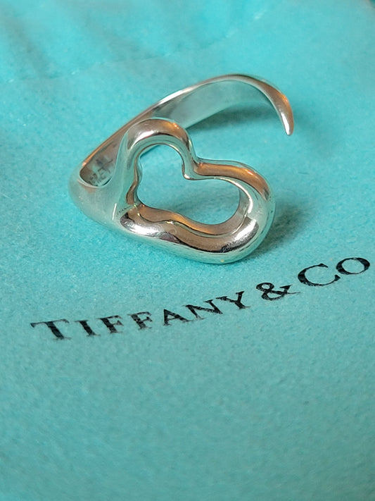 Tiffany & Co. Elsa Peretti Open Heart Ring Size 7/8