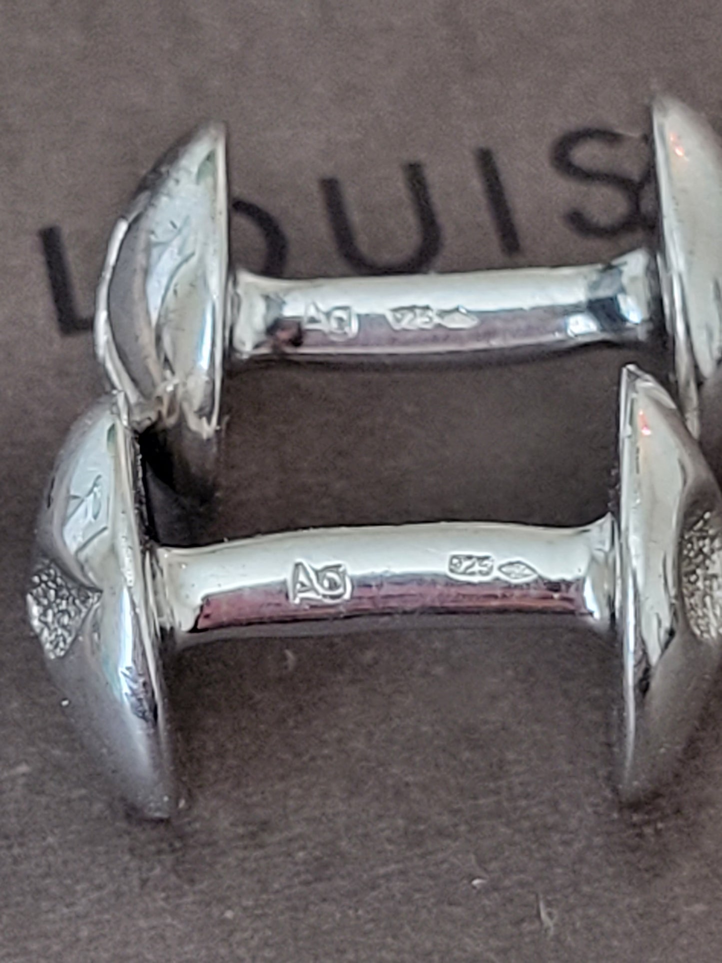 Louis Vuitton Silver 925 Bouton de Manchette Crew Cufflinks M30984 Gold Case