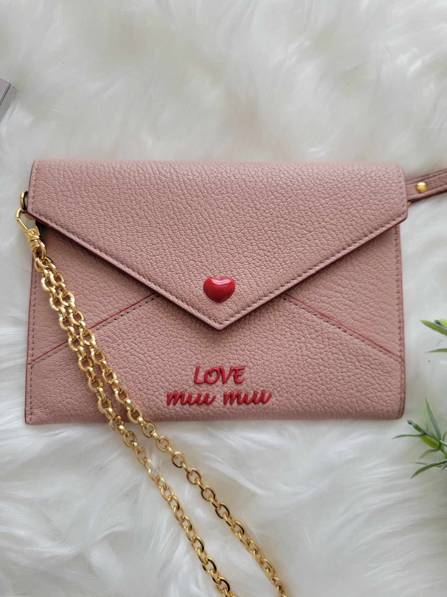 BRAND NEW Miu Miu Madras Love Letter Envelope Wristlet Wallet