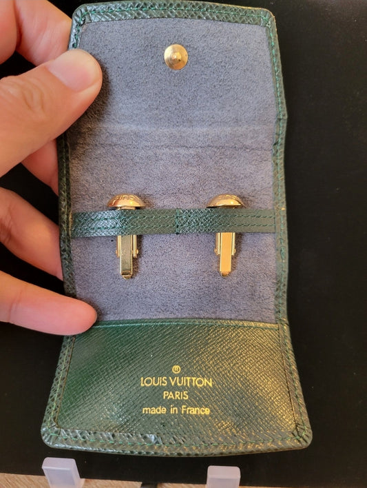 Vintage Louis Vuitton Bouton de Manchette Cufflinks w/ Case