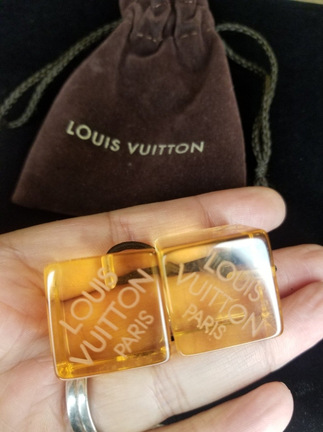 Louis Vuitton Acrylic Crystal Cube Hair Tie NEW