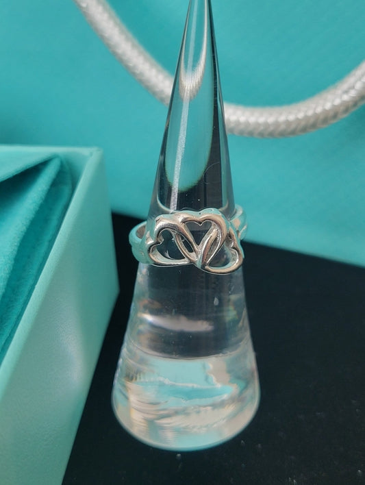 Tiffany & Co. Vintage Sterling Silver Triple Heart Ring