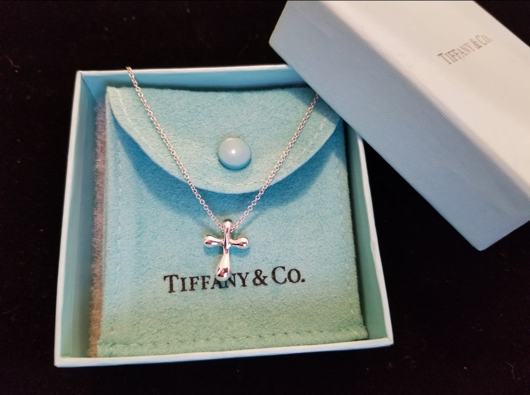 Vintage Tiffany & Co Elsa Peretti SMALL Tear Drop Cross Necklace